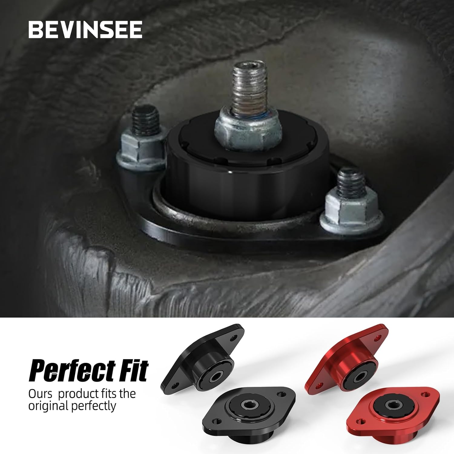 

Bevinsee 10mm Rear Shock Mounts with Poly Bushings 33521092362 Compatible with BMW E36 E46 E30 Z3 Z4 325i 328i M3, for Street, Black