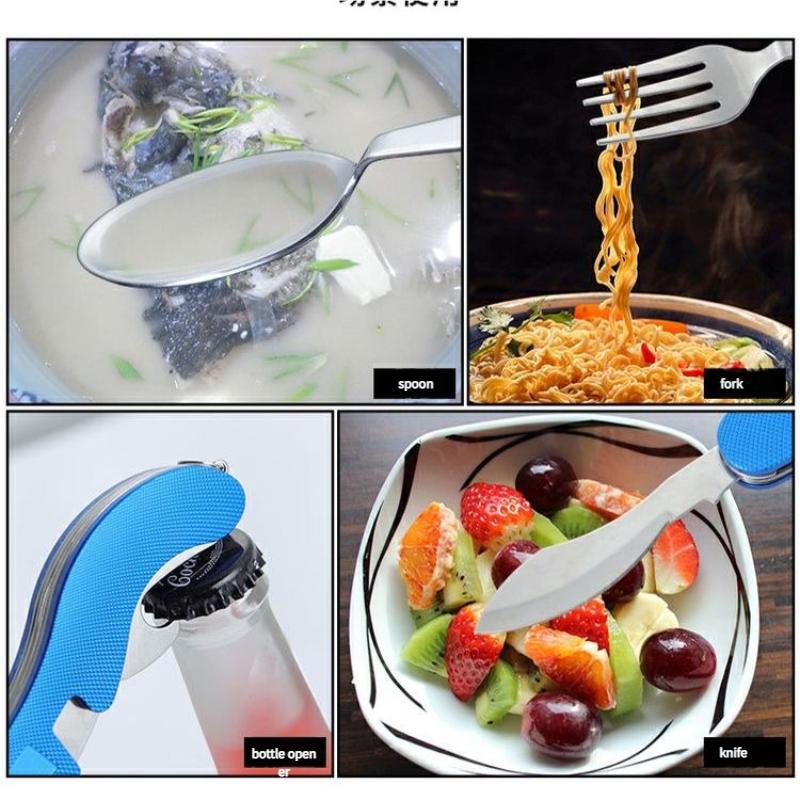 Multifunctional Foldable Mini Tableware Camping Picnic Detachable Tableware Knife Fork Spoon Combination,portable Cutting Tools