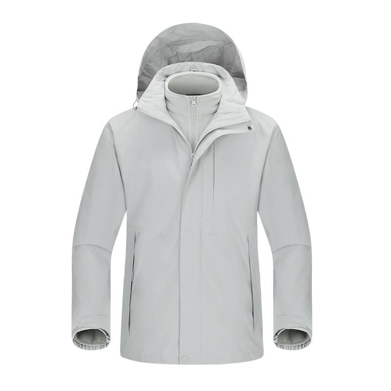 Silver Fox Velvet Liner Three-in-one Jacket for Men and Women Outdoor Windproof Waterproof Camping Warm Two-piece Jacket