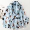 New Dog Print Luxury Women Viscose Scarf Summer Winter Shawl Cotton Linen Feeling Designer Tassel Muslim Hijab Wrap Turban