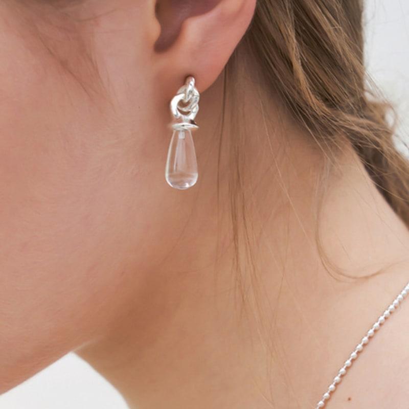FLIT LUMP OF WATER DROP EARRING (COLORLESS)