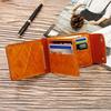 Cartera de Cuero Corta Multifuncional para Hombre con Doble Botón a Presión