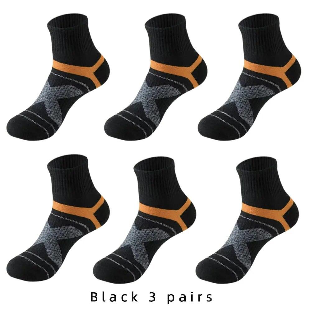 3/5/6 Pairs Cotton Outdoor Sports Socks, Sweat Absorbing and Odor Resistant Cotton Running Basketball Socks, Trendy Socks