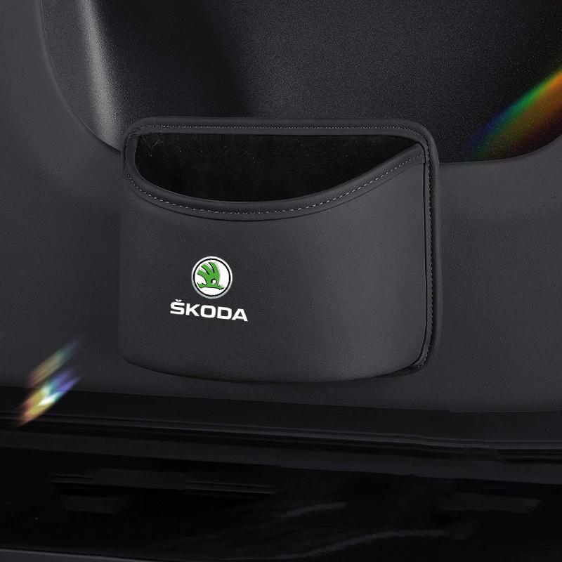 WMZW4 Multi-functional Car Organizer Box Trash Can Storage for Skoda Karoq Octavia Superb 3 Fabia 1 2 Kamiq Kodiaq Citigo Yeti Rapid