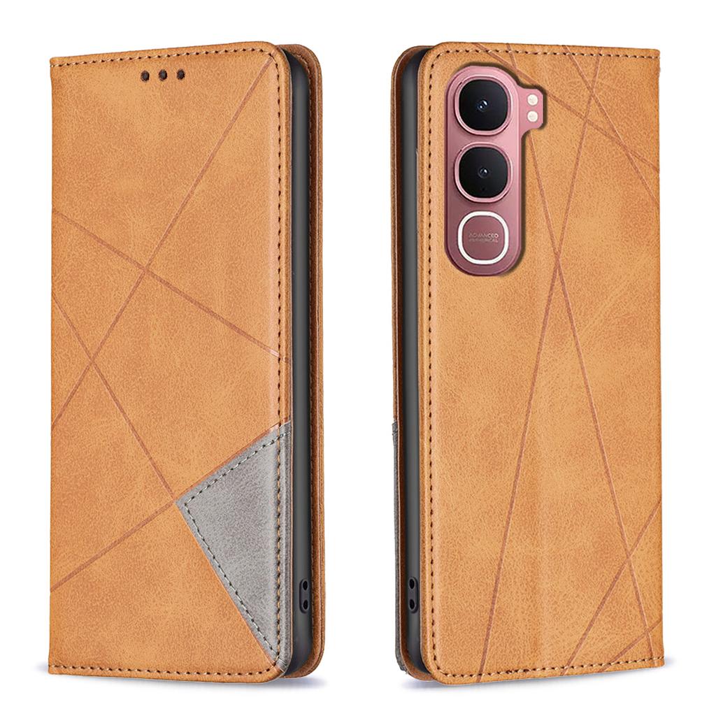 For vivo Y31 5G Case Card Slots Geometry Imprint Leather Phone Cover