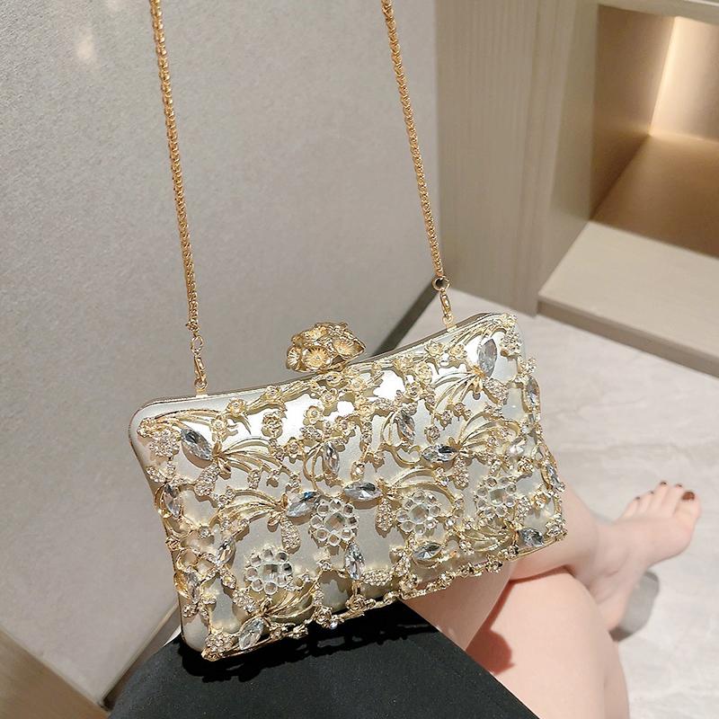 Dutá kamínková večerní kabelka Elegantní krabičková peněženka Dámské kabelky na párty, ples, svatbu