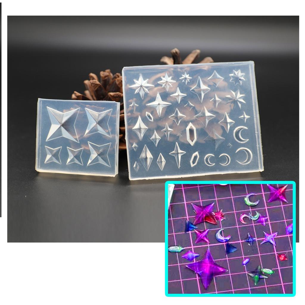 2Pcs/Set Versatile Silicone Casting Mold Diamond Shaped Stones Mold Versatile Ornaments Mould Jewelry Making Tool