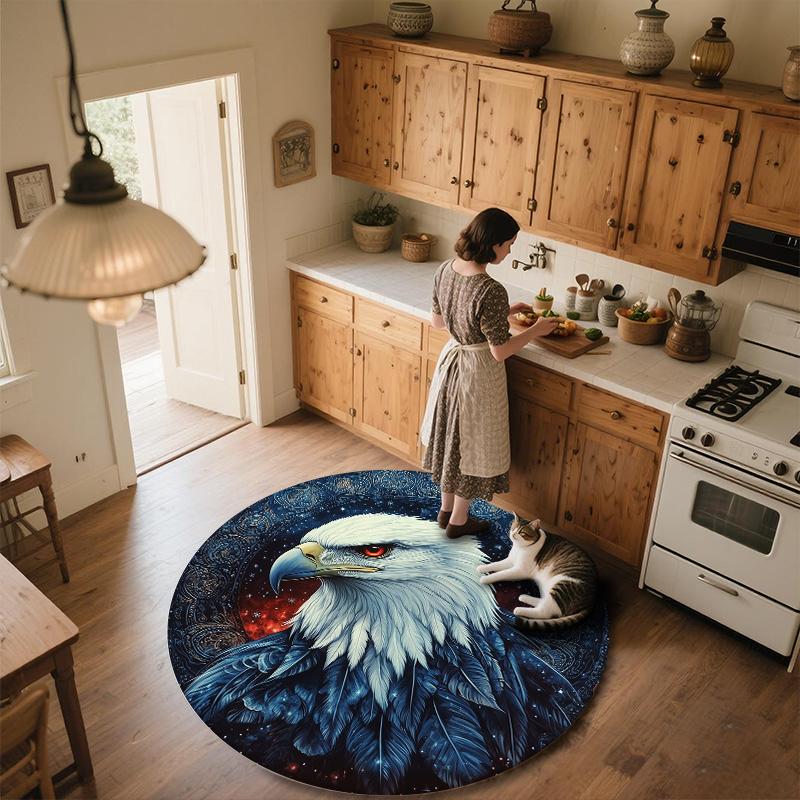 Night Animals  Round Area Rug,Carpet Rug for Living Room Bedroom Sofa Playroom Decor,Non-slip Floor Mat