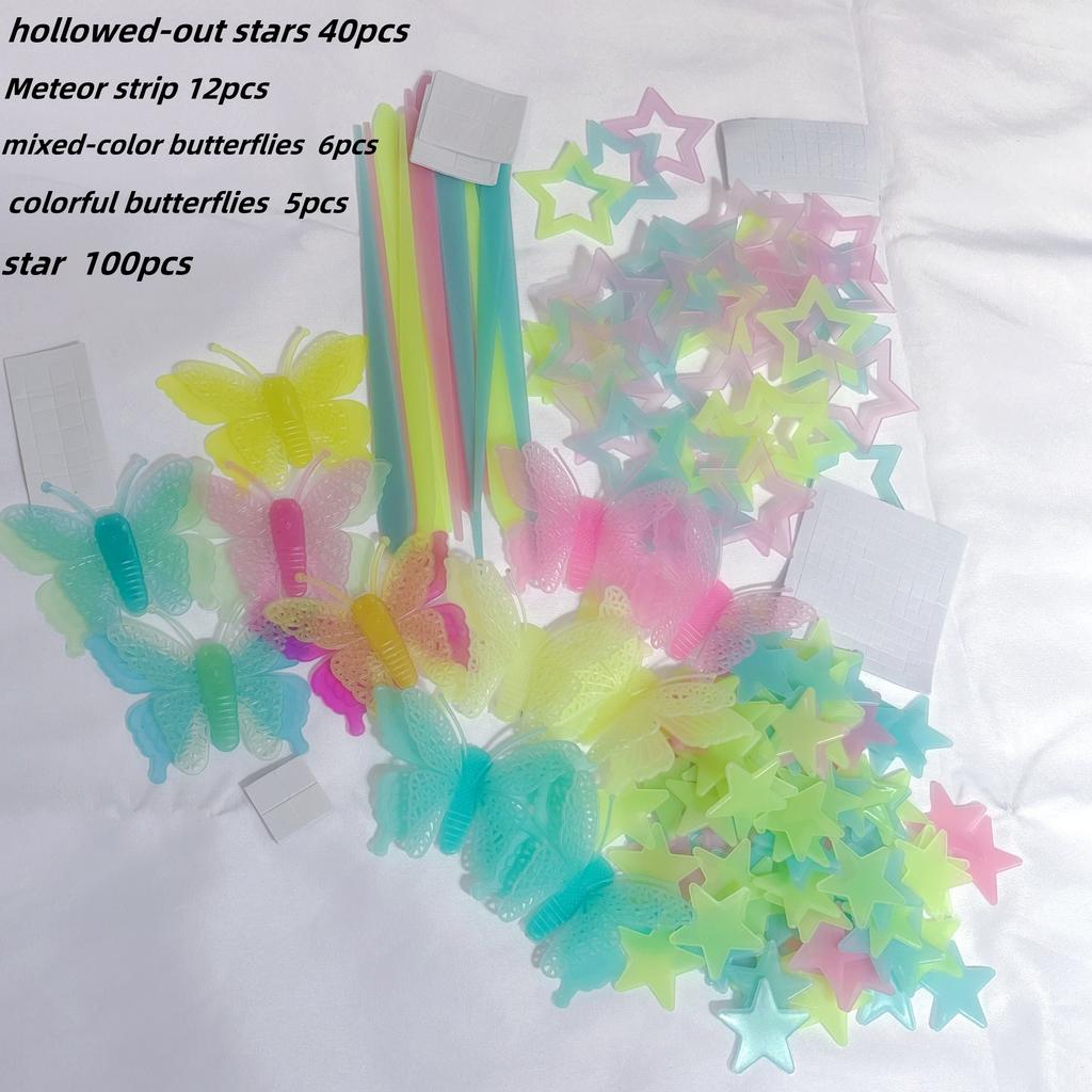 100/300 BUC Stele Luminoase în Întuneric Autocolante de Perete Fluorescente Adezive 3D Decorațiuni pentru Casă Cameră Copii Bebeluși Plafon