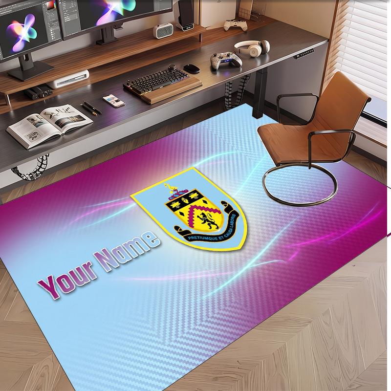 Personalized Crystal Velvet Carpet Burnley Football Pattern Non Slip Floor Rug