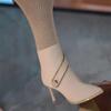 Elastic sleeve thin heel thin boots women's single boots 2025 autumn and winter zipper metal buckle with pointed high heel knight women's boots