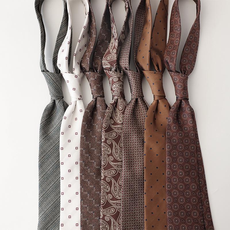 Men's Korean Style Formal Business Ties - Spring/Summer Collection (8CM, Simple Lines, Red/Coffee/Beige Series, Hand-tied)