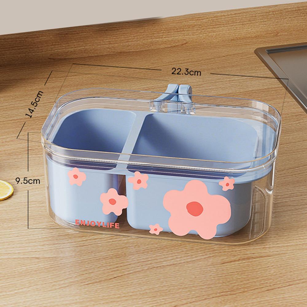 

Double-layer Snack Fruit Box Grid Design Moisture-proof Fruit Plate Draining Basket Dust-proof Food Storage Box for Living Room синий