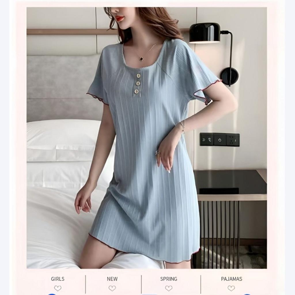 Sleeping Skirt for Women in Summer Thin Design Without Chest Cushion Girl's Skirt Sexy Women's Sleepwear Loose Fit Can Be Worn Outside Short Sleeved