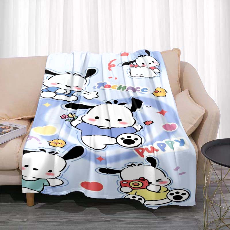 This Cute Pochacco-print Cartoon Blanket Is Made of Warm and Comfortable Flannel and Is Suitable for Bedrooms, Sofas, Beds,