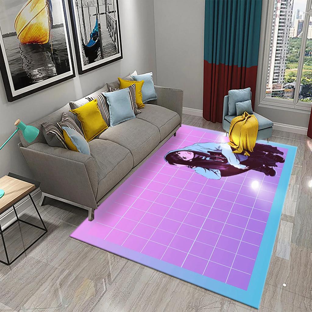 3D Lovely Cute Cartoon Pink Girl Carpet Girl Teen Bedroom Living Room Door Entrance Decoration Rug Bathroom Kitchen Non-slip Mat