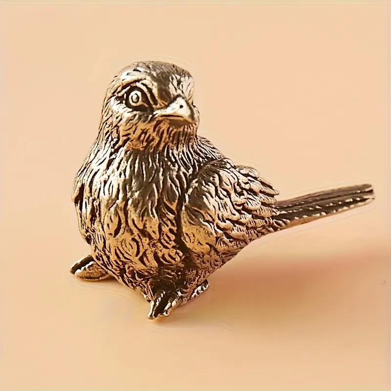 Antique Brass Sparrow Statue Bird Sculpture Solid Brass Bird Home Decor Collectible Mini Animal Figurine for Various Room Types