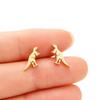 Korean-Style Cute Dinosaur Stud Earrings for Women - Adorable Mini Animal Cartoon Designs In Stainless Steel.