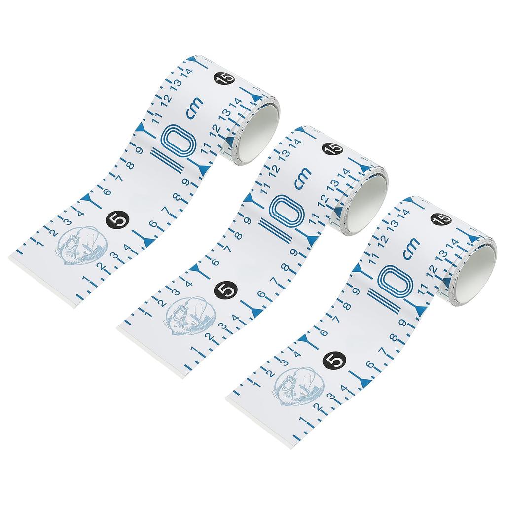PATIKIL Adhesive Fish Ruler Fish Measuring Tape Sticker Tape Waterproof for Fishing Boat Kayak White 3-Pack 51"