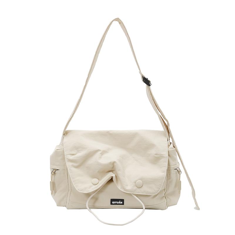 

Vintage Solid Canvas Messenger Crossbody Bags Pack Classic Postal Satchel Bag for Women Purse Side Pocket Casual Shoulder Bags бежевый