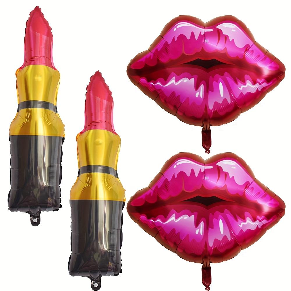 4-Piece Set, 2 Lips, 2 Lipstick Balloons, Giant Red Lipstick Lip Balloon Set, Bachelorette Party Supplies Makeup Balloons, Birthday Other