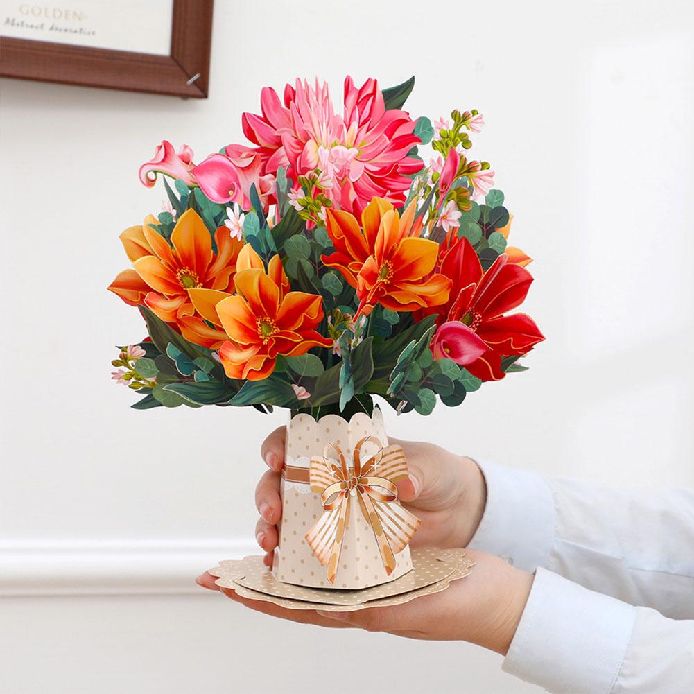 Premium 3D Aufklappbare Blumenstrauß-Karte Muttertagsgeschenk Grußkarten Valentinstag Jahrestag Dankeskarte Geburtstag 2026 Du D R6U0