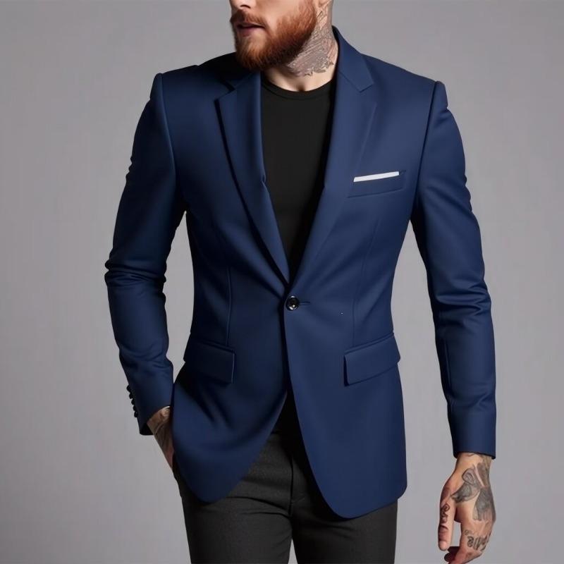 Men Casual Business Slim Fit Solid Blazer Suit Jacket