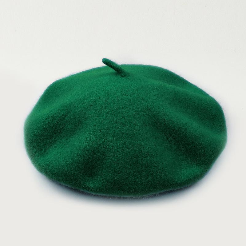 Dámský fialový vlněný baret: Klobouk se širokou krempou, Vintage britský, korejský a japonský styl pro podzim/zimu