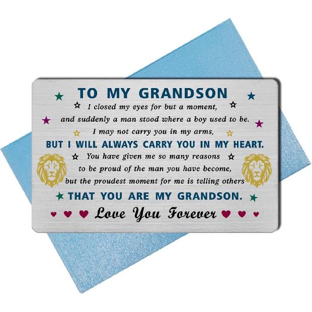 EE&YU Grandson Card Gifts - Adult Grandson Birthday Valentiens Day Card, Best Grandson Card from Grandma, I Love Grandson Present, Proud Grandson