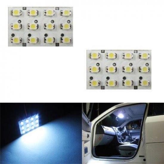 

HID Xenon White 12-SMD LED Panel Lights For Interior Map/Dome/Door/Trunk Lights