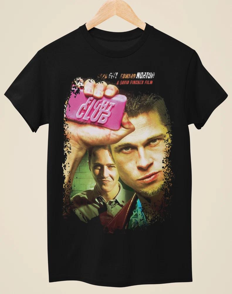 Fight Club Movie Poster Inspired Unisex Black TShirt S