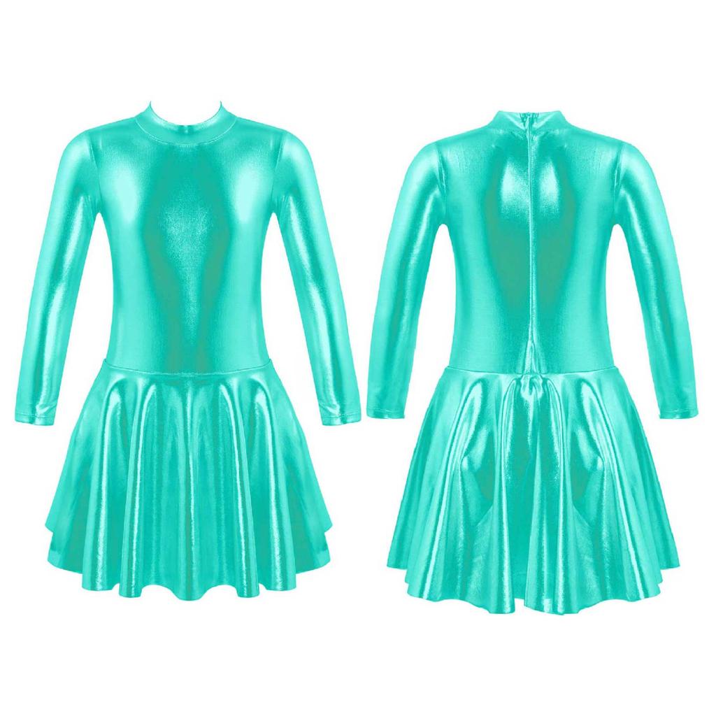 Vestito da Pattinaggio Artistico su Ghiaccio per Bambina Abbigliamento da Ballo Vestito Svasato con Vita Stretta Gonna-Pantaloncino Gonna Costumi da Performance per Balletto Danza da Festa Jazz Hip Hop