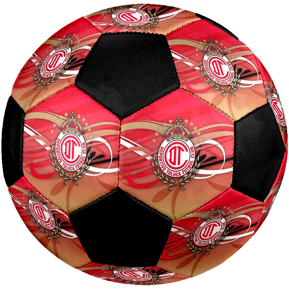 SIZE 5 Deportivo Toluca F.C. Soccer Ball Colorful All Ages Machine Stitched PVC Competition Ready Durable High-Bounce