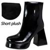 Patent leather Women Boots Autumn Winter shoes Side zipper leather boots Platform shoes High heel boots High heel boots Fashion