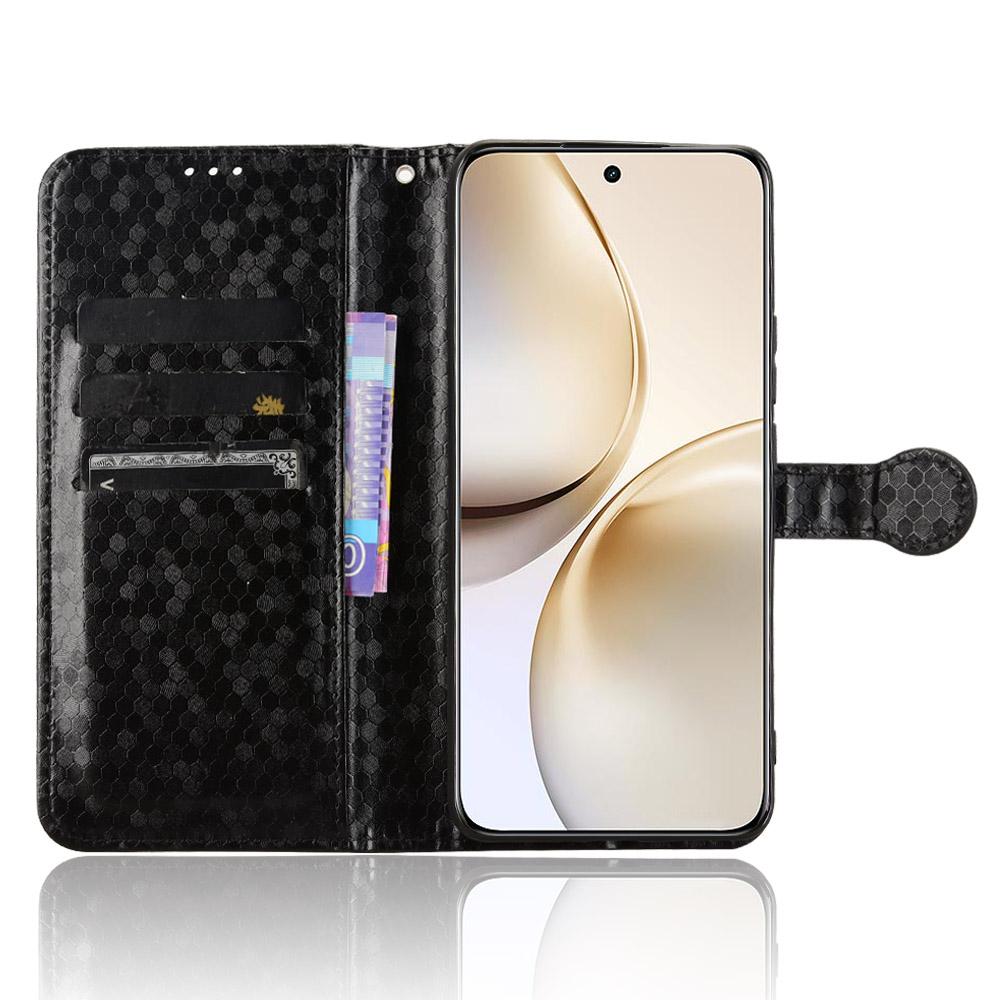 

For Realme 14 Pro+ 5G Wallet Case Dot Pattern Imprint PU Leather Phone Cover Silver