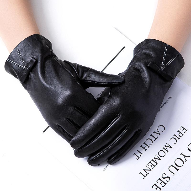 Clothing Accessories Sheepskin Gloves with Fleece and Thickening Warm and Windproof for Driving and Cycling Touch Screen Women's Gloves