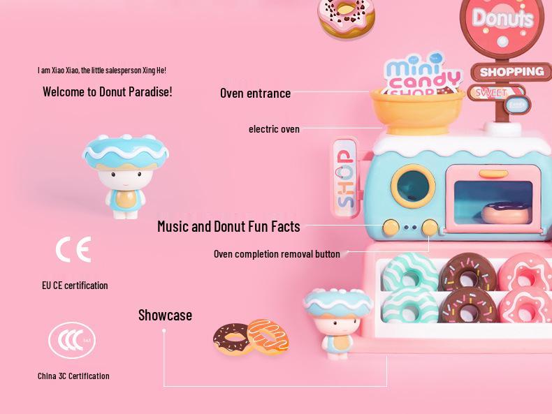 Cross-border Kids' Donut Kitchen Playset with Lights & Music