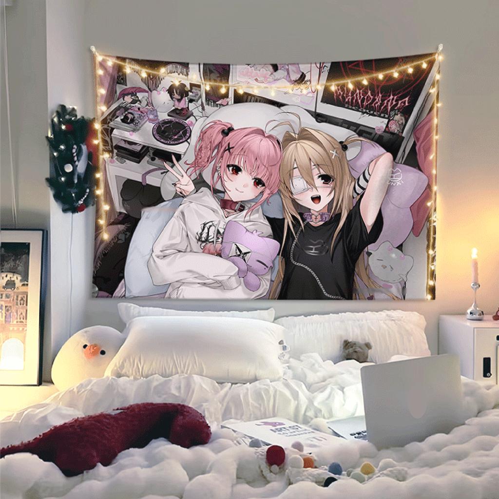 1pc Cute girl background cloth ins style bedroom bedside hanging cloth dormitory wall decoration background clot