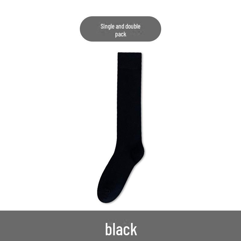 

Женские черные носки выше колена - японский стиль, весенне-осенний тренд, облегающий крой, однотонный Women s 35-40