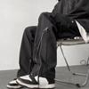 Japan Men's Y2K Striped Trousers Zip Up Cargo Wide Leg Pants Streetwear Sweatpants Jogging Men Track Pants Techwear
