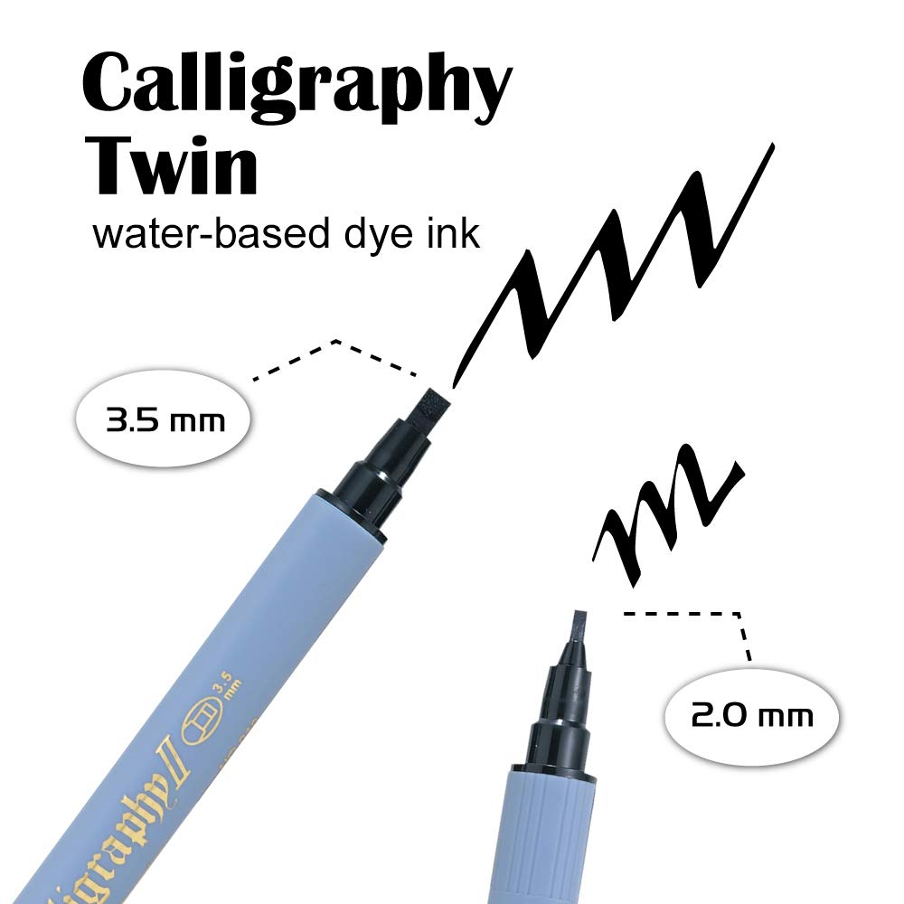 Kuretake ZIG Calligraphy II Water-Based Pens, 12 Colors Set, Model TC-3100/12V