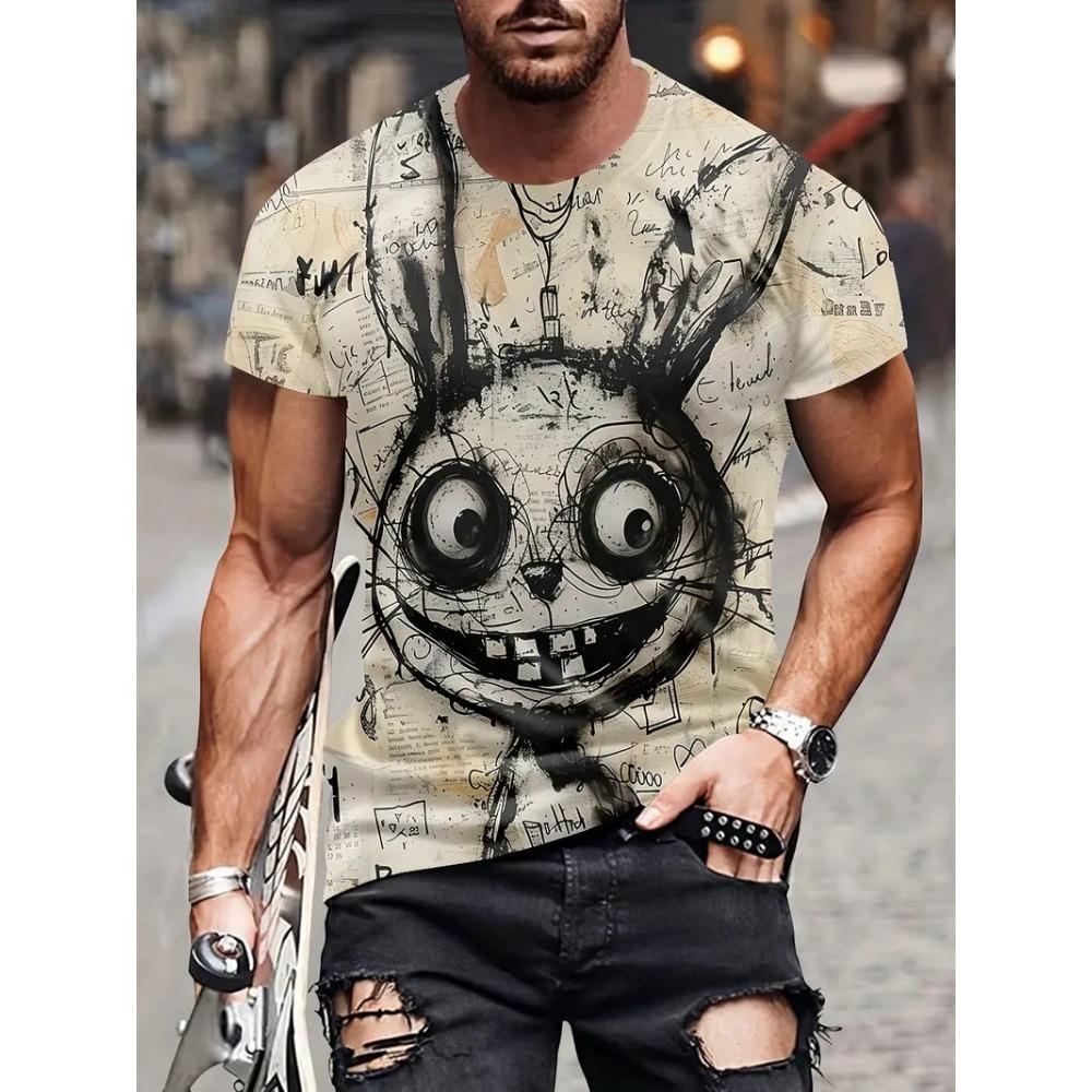 Tričko s grafickým potiskem Monster Graffiti Art pro muže a děti, zábavné 3D zvířecí tištěné tričko, ležérní krátký rukáv, top s kulatým výstřihem, nadměrné tričko