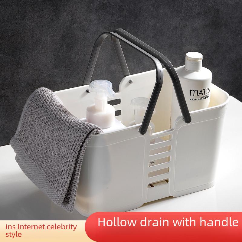 Plastic Bathroom Storage Basket Household Large-Capacity Bathroom Satchel Drain Square Heightened and Thickeneded Debris Storage Basket