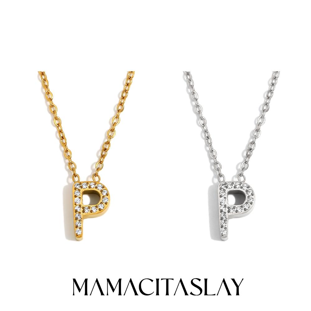 MamacitaSlay Classic 316L Stainless Steel Letter Necklace Waterproof 18K Gold Plated Jewelry Women's Elegant Neck Jewelry Gift