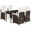 VidaXL Garden Dining Set with Cushions 5 Pcs, Table and Chairs with Adjustable Backrest, Outdoor Furniture, 3213415