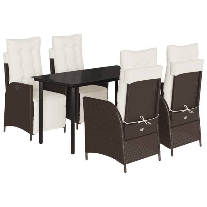 VidaXL Garden Dining Set with Cushions 5 Pcs, Table and Chairs with Adjustable Backrest, Outdoor Furniture, 3213415
