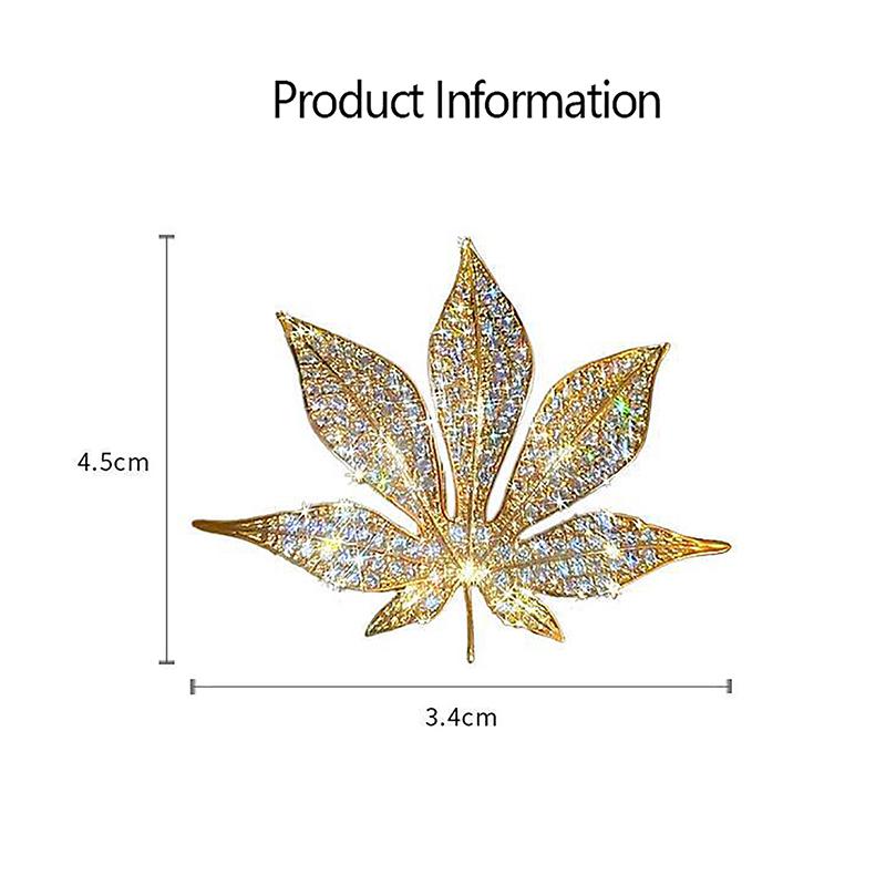 Elegant Maple Leaf Brooch with Rhinestone Embellishments