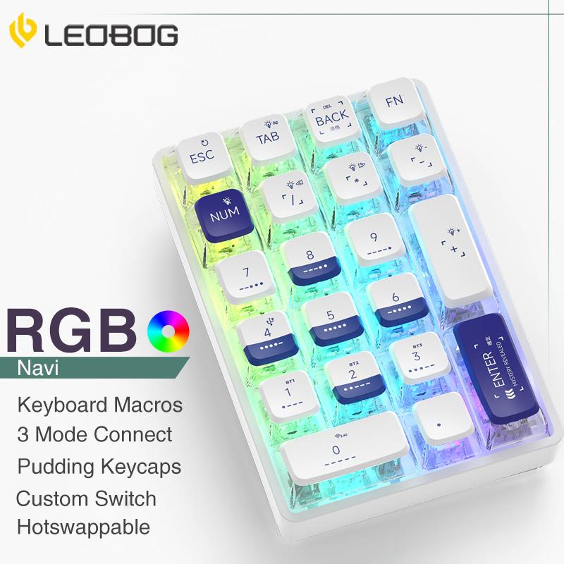 LEOBOG K21 Personalized RGB Dacklit Mechanical Keyboard With Three Modes And Hot-Swappable Keys.
