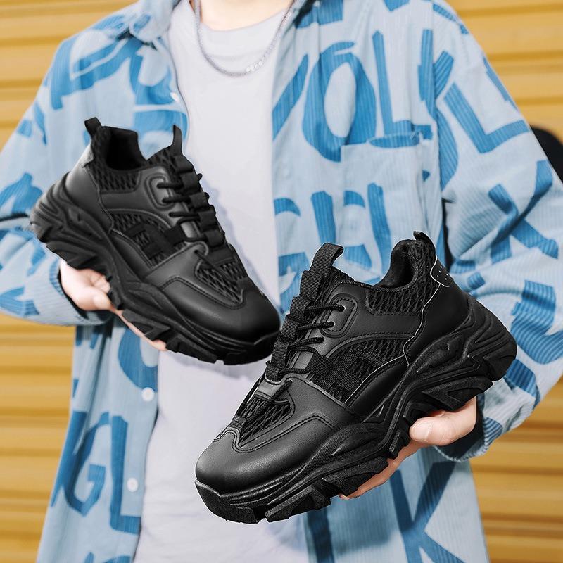 Men's shoes spring and summer new versatile sports casual running height increase youth mesh dad shoes