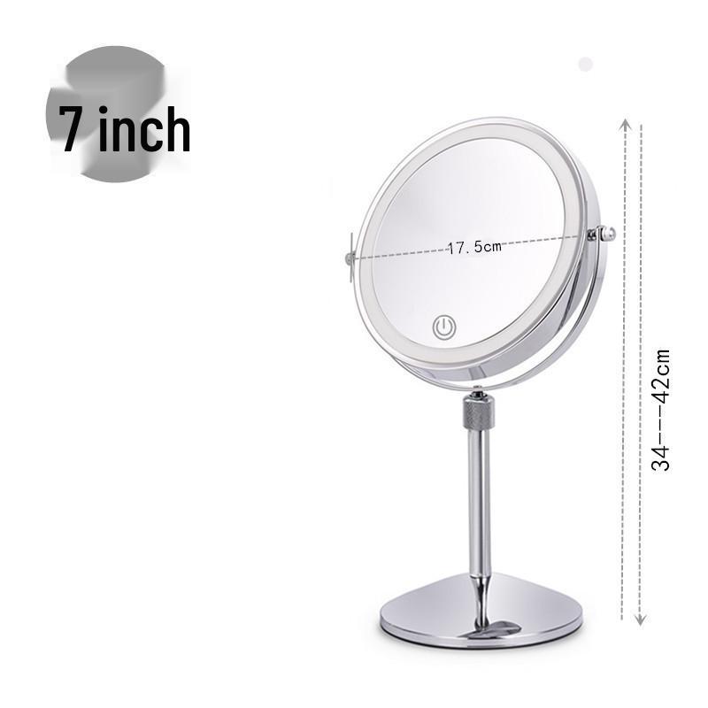 8" Double-Sided LED Lighted Makeup Mirror with Adjustable Height and Magnification
